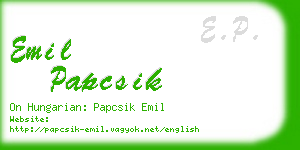 emil papcsik business card